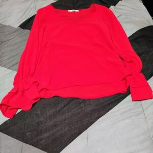 Vine & Love Bold Red Blouse (NWOT)